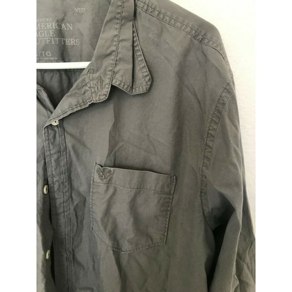 American Eagle Athletic Fit Gray Dress Shirt Men's Size XL - Picture 3 of 4